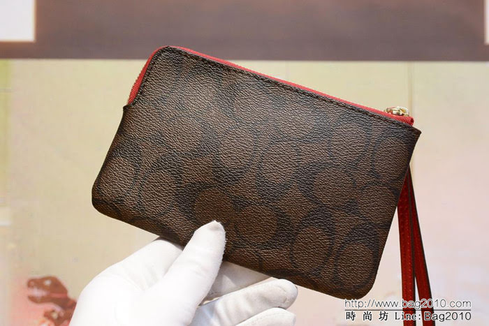 COACH蔻馳 原單級別 COACH 短款零錢包 拉鏈手包 頭層牛皮 64233  Chz1302